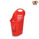 510MM 60LTR Red Mini Shopping Grocery Pickup Market Basket With Handles Four Wheels