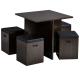5 Piece Dining Set With Storage Ottoman 31''L Faux Wood Table And 4 Ottomans