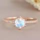Rose Gold Hexagon Shaped Wedding Jewelry Moonstone Engagement Ring