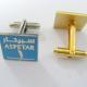 2012 new gold / blue 1.5mm custom cufflink at a factory price
