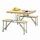 General Outdoor Wood Piece Portable Folding Table and Chairs Sets with Attached Table