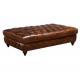 Square Ottoman Footstool Vintage Geninue Leather Sectional Button Tufted Footstool