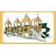 Climbing Net Wooden Playset With Slide , Small Wooden Slide Commercial Colorful