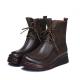 S121 Winter leather handmade original design warm non-slip women's shoes, comfortable and thick woolen lace-up women's