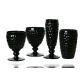 Solid Black Wine Goblet Glasses 350ml Embossed Wine Glasses