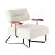 Lazy Sofa Floor Chair Leisure White Accent Armchair With Metal Base