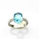 Sterling Silver Oval Blue Topaz Cubic Zirconia Ring Jewelry (F06)