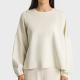 Jade White Womens Yoga Tops Oversized Long Sleeve Drop Shoulder Solid Pullover