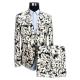 Mens Printed Suits Wedding Suits Two Buttons Beige Custom Size Zipper Fly