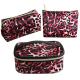 3pcs Pink Leopard Cosmetic Pouch Bag For Travel