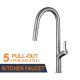 Pull Down Stainless Steel Kitchen Faucet Brushed Spray Hot Cold