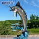 Interesting outdoor garden decoration with large bronze sailfish sculptures