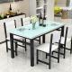 White / Black Glass Top Dining Table Set With Solid Thick Desktop