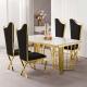 Customized Onyx Marble Dining Table Marble Stone Steel Frame Office Chair
