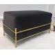 Black fabric upholstery brass metal base  ottoman/bed bench for hotel bedroom furniture,soft seating for hotel bedroom