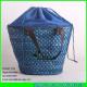 LUDA top closure straw totes navy blue cornhusk straw designer beach bags