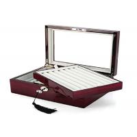 Wooden Cufflink Box  Large Luxury Glossy Lacquer Finish Display Case Glass Lid