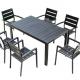 Garden Restaurant Seating Area Outdoor Dining Plastic Wood Table And Chair Set For 6pcs