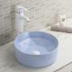 Stain Counter Top Bathroom Sink Scratch-Resistant Blue Round Wash Hand Basin
