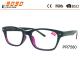 Fashionable reading glasses,made of plastic frame with spring hinge,silver metal parts