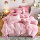 4 Piece Multi Color Bedding Sheet Set for Kids Girl's Room in Fur Velvet Fluffy Plush