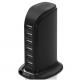 Tower Type Desktop Charging Station Black ABS Case 6 Ports Smart IC Tech