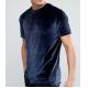 Soft Touch Blank Mens Velour T Shirt / Anti Pilling Oversized Blue T Shirt