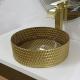 Round Gold Glass Vessel Sink Diamond Table Top Bowl Wash Basin Crystal Bathroom