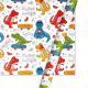 White Dinosaur Patterned 50CMX70CM Gift Wrap Paper Roll For Toys Package