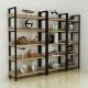 Store Metal Frame Wood Shelves Environmental Friendly Painting Exhibition