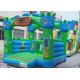 Square Green Outdoor Inflatable Bouncer , Inflatable Bounce House With Slide