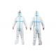 White Medical Protective Apparel With Tape , Disposable Hooded Coveralls