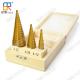 Hot Sells HSS 4241 Ti-Coating Straight Step Drill Bit Set-3pcs set packed with wooden box-4-12mm/4-20mm/4-32mm