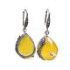 Thai Sterling Silver Yellow Chalcedony Drop Retro Earrings (E170619YELLOW)