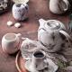 Mixed Color 120cc Espresso 15pcs Ceramic Pottery Tea Pot Set