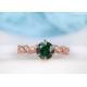 Vintage Emerald Real Diamond Jewellery Ring Floral Vine Cut 6.5mm Size