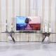 Clear 12mm Stainless Steel TV Stand Tempered Glass Top Living Room Furniture