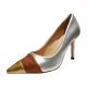 YTH009 Women'S Shoes Sexy Stitching Color Matching Metal Fabric Snake Pattern Pointed Stiletto High Heels High Heel Wome