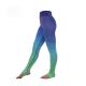 Wear Resistant Yoga Wear Clothing Ladies Yoga Pants Blue Fade To Green Color