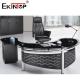 Modern Executive Glass Desk 4 Legs L Shaped Office Computer Desk For CEO