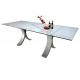 HPL Laminated Tempered Glass Extendable Dining Table Laser Cutted