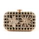 Gorgeous Laser Cut Metallic Hard Case Clutch Bag Luxury Beaded With Chain