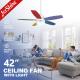 OEM 5 Colorful MDF Blades Modern Ceiling Fan With Light AC Motor