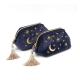 Zipper Embroidery Moon Star Cotton Custom Cosmetic Bag