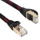 AWG 28 Red Black Braided Lan Cable , High Speed Stable Patch Cord Cat 7