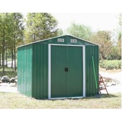 China Outdoor Green Arrow Apex Metal Yard Sheds For Tool / Car Storage 