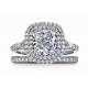 OEM Cushion Cut Halo Wedding Ring Set with 66pcs 1.2ct Diamond