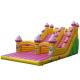 Jumping Commercial Grade Blow Up Water Slide Pink Color Double Lane Customized
