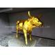 Durable Custom Shinny Gold Electroplated Crafts Fiberglass Cow Sculpture