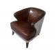 Solid Back Vintage Aviator Brown Leather Club Armchair